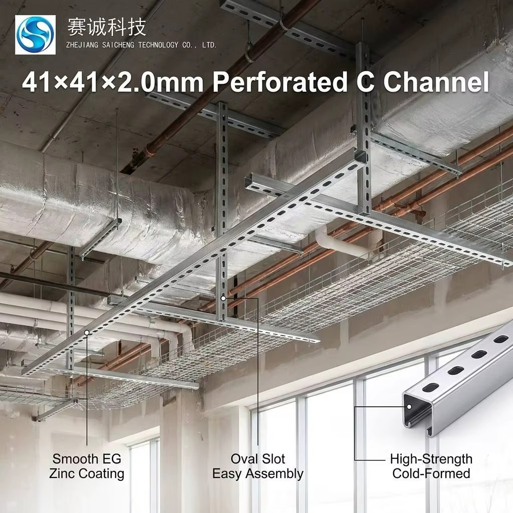 Electro Galvanized Q235 Carbon Steel Slotted C Channel | ASTM/GB Standard Perforated Construction Bracket Profile OEM Custom