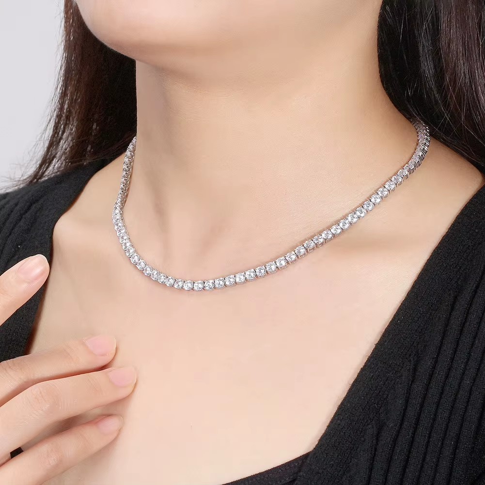 316 Stainless Steel 3mm 4mm 5mm Rose Gold Tennis Luxury Iced CZ 18K Gold Plated Moissanite Tennis Chain Necklace Jewelry Set