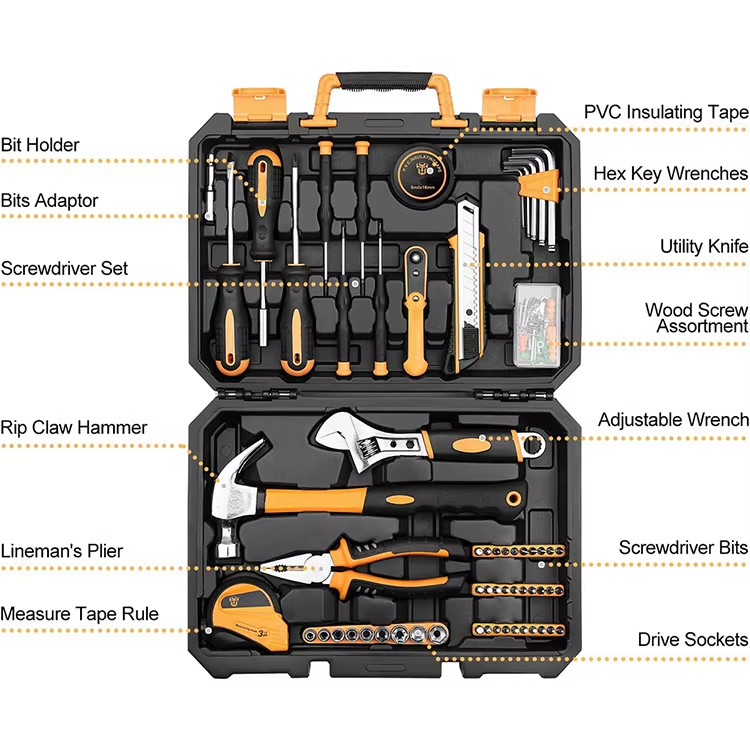 100 Pcs Tool Sets Herramientas Hand Tool Set Colorful Box Tools Set Box