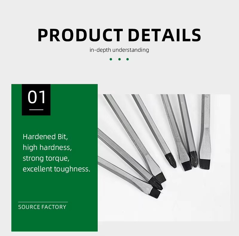 7PC Through-Hardened Screwdriver Set with Oxford Cloth Pouch & Hexagonal Shank