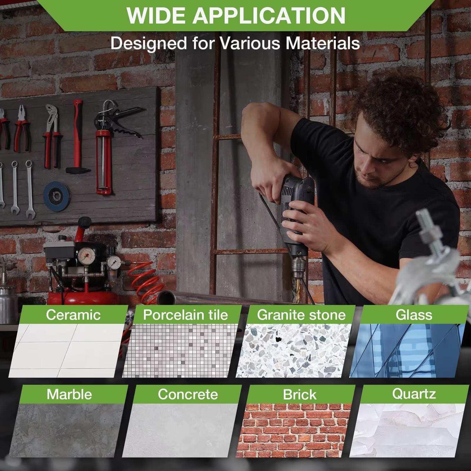 Diamond Hole Saw Kit 25-100mm Vacuum Brazed Core Drill Bits for Glass Porcelain Tile Ceramic Brick