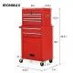 Red Metal Rolling Tool Chest 485mm L x 410mm W x 400mm D With Push Handle Keyed Lock Garage Storage Box