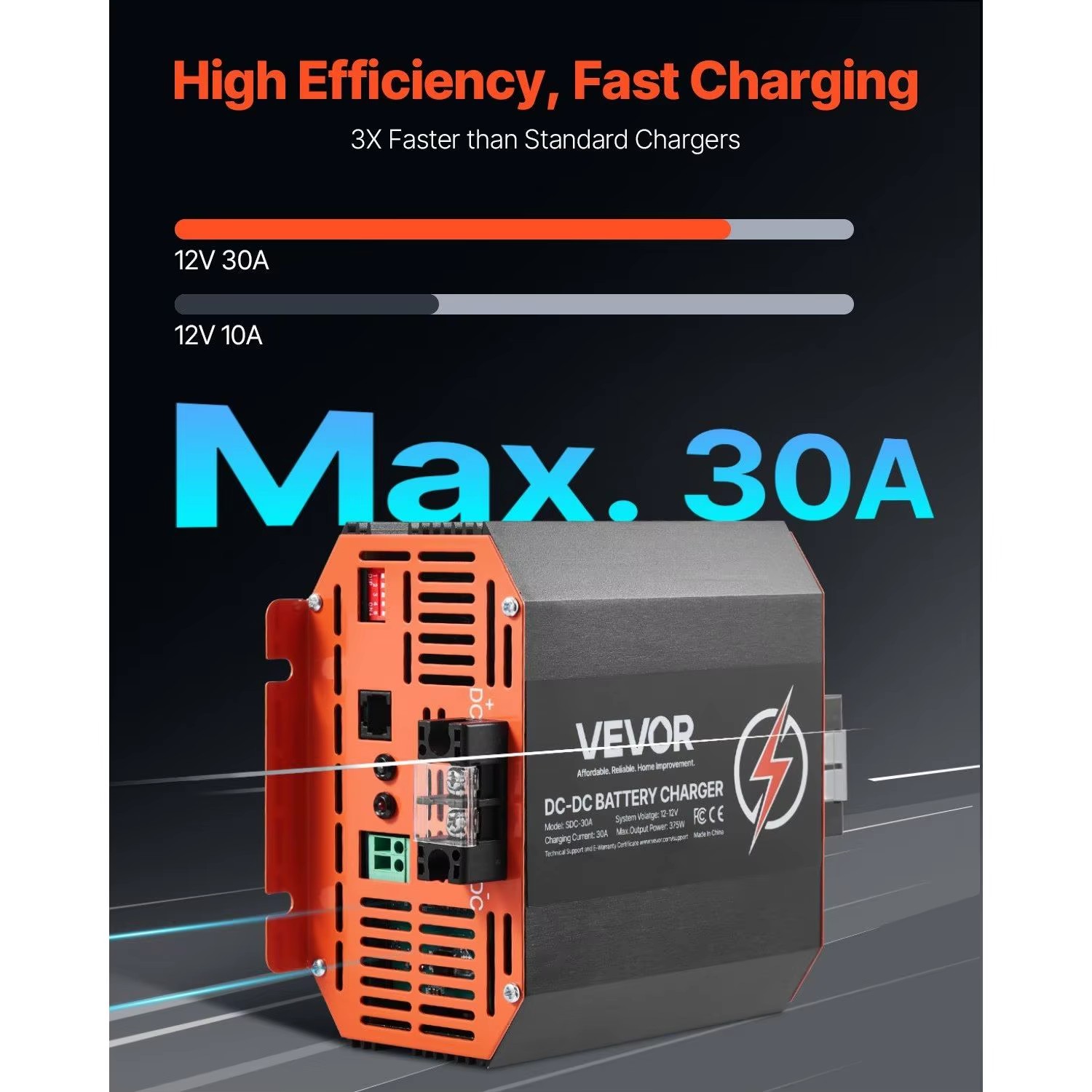12V 30A DC To DC Battery Charger 375W For Lead Acid And Lithium AGM Gel Cars Model D0100XU4FGY