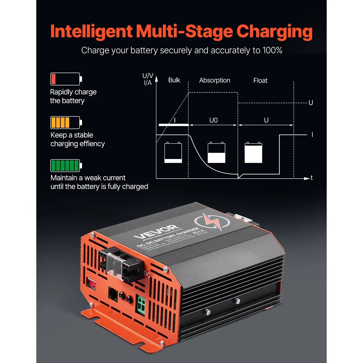 12V 30A DC To DC Battery Charger 375W For Lead Acid And Lithium AGM Gel Cars Model D0100XU4FGY