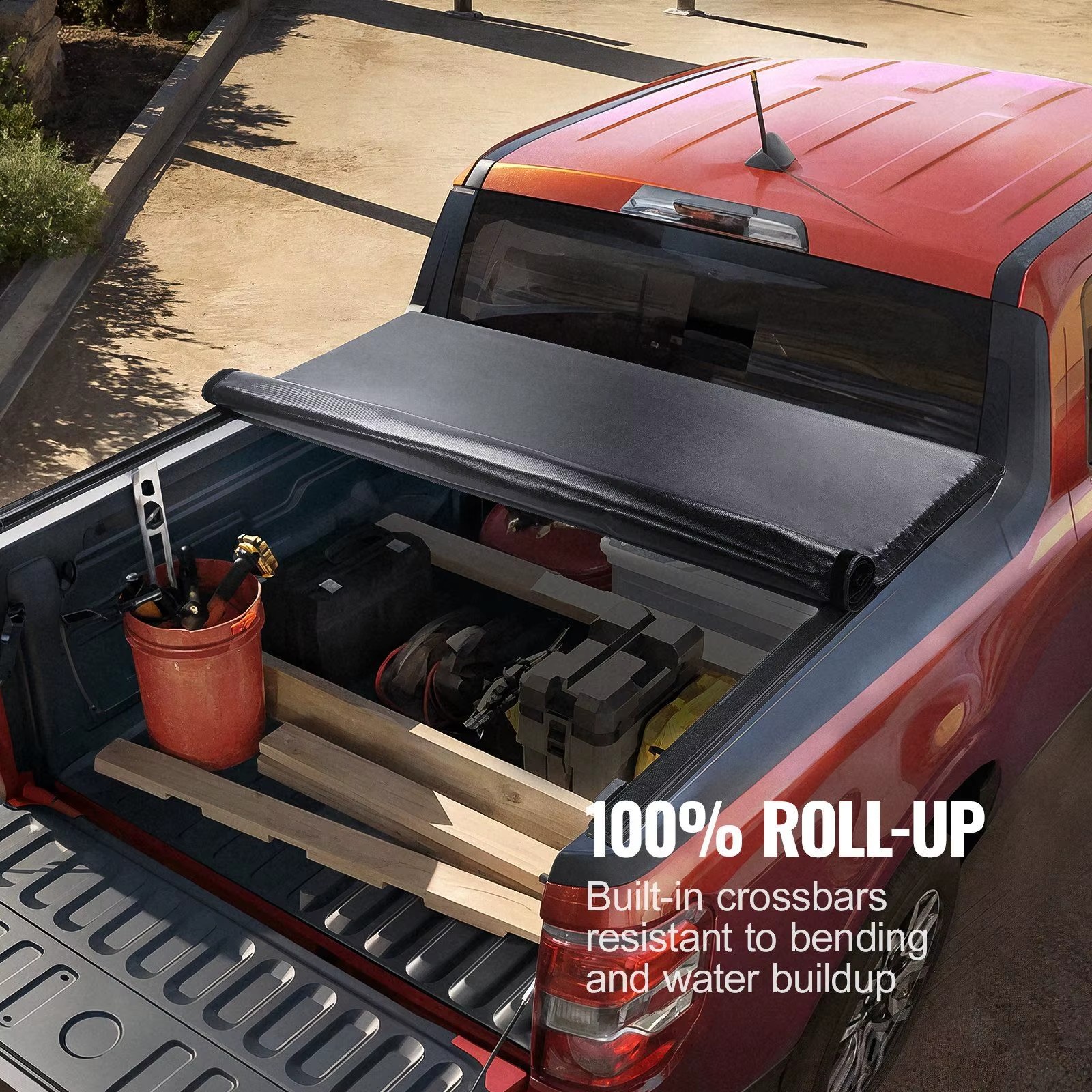 Chevy Silverado Tonneau Cover Soft PVC Roll Up 5.8 X 5.3 Ft Bed Fit 2019-2024 1500 Models