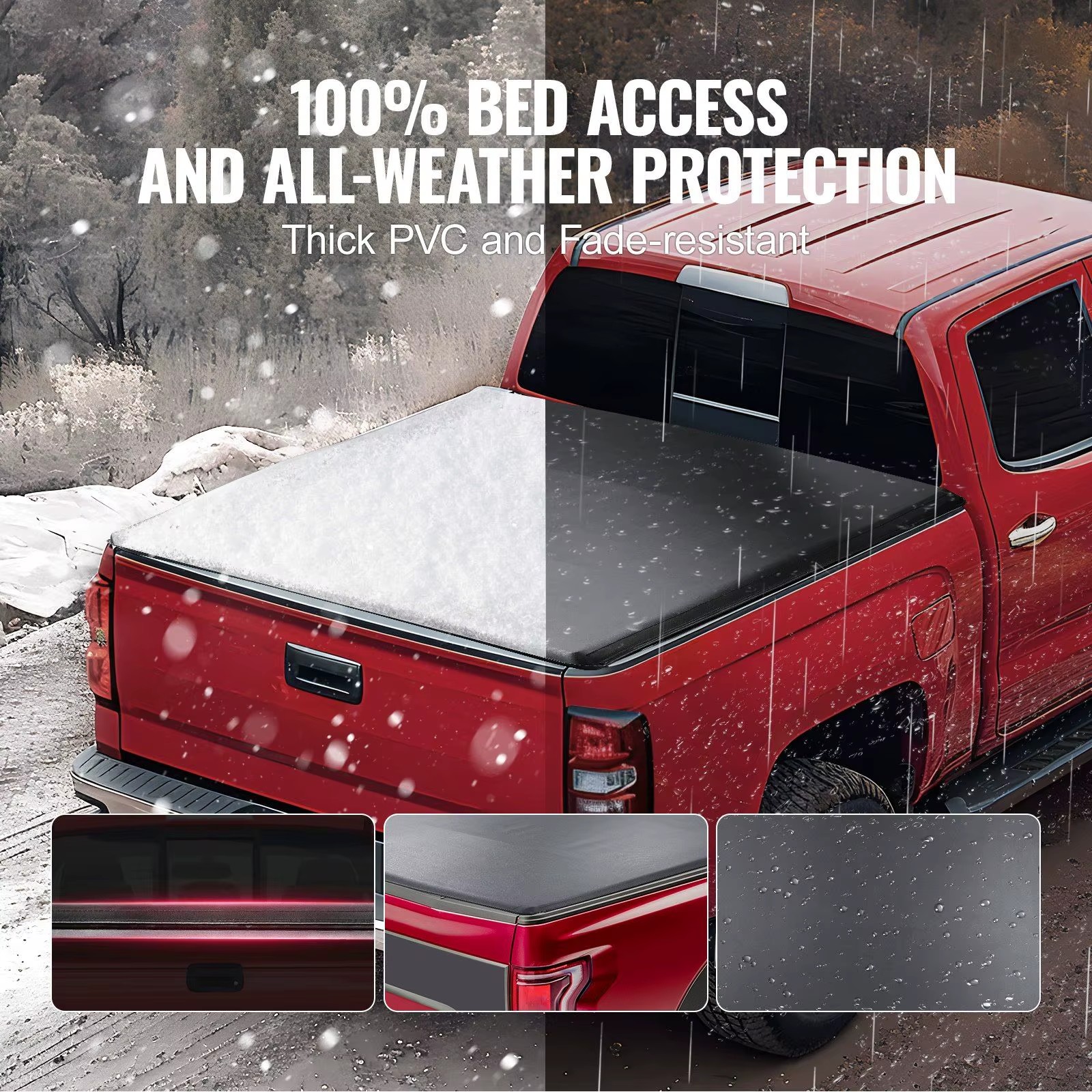 Chevy Silverado Tonneau Cover Soft PVC Roll Up 5.8 X 5.3 Ft Bed Fit 2019-2024 1500 Models