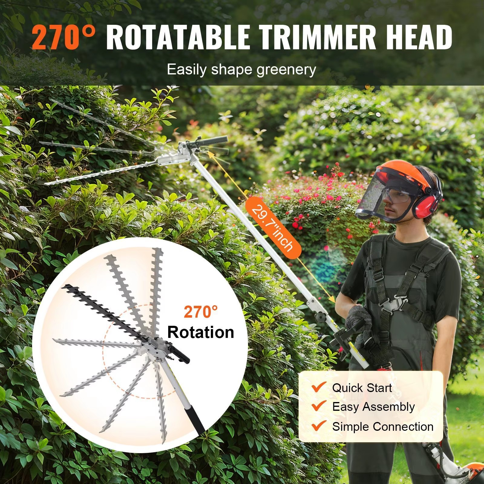 6 1 Gas High Branch Scissor-Multifunctional Hedge Trimmer 43Cc Weed Eater String Trimmer Brush Cutter Pole Saw Chainsaw Pruner