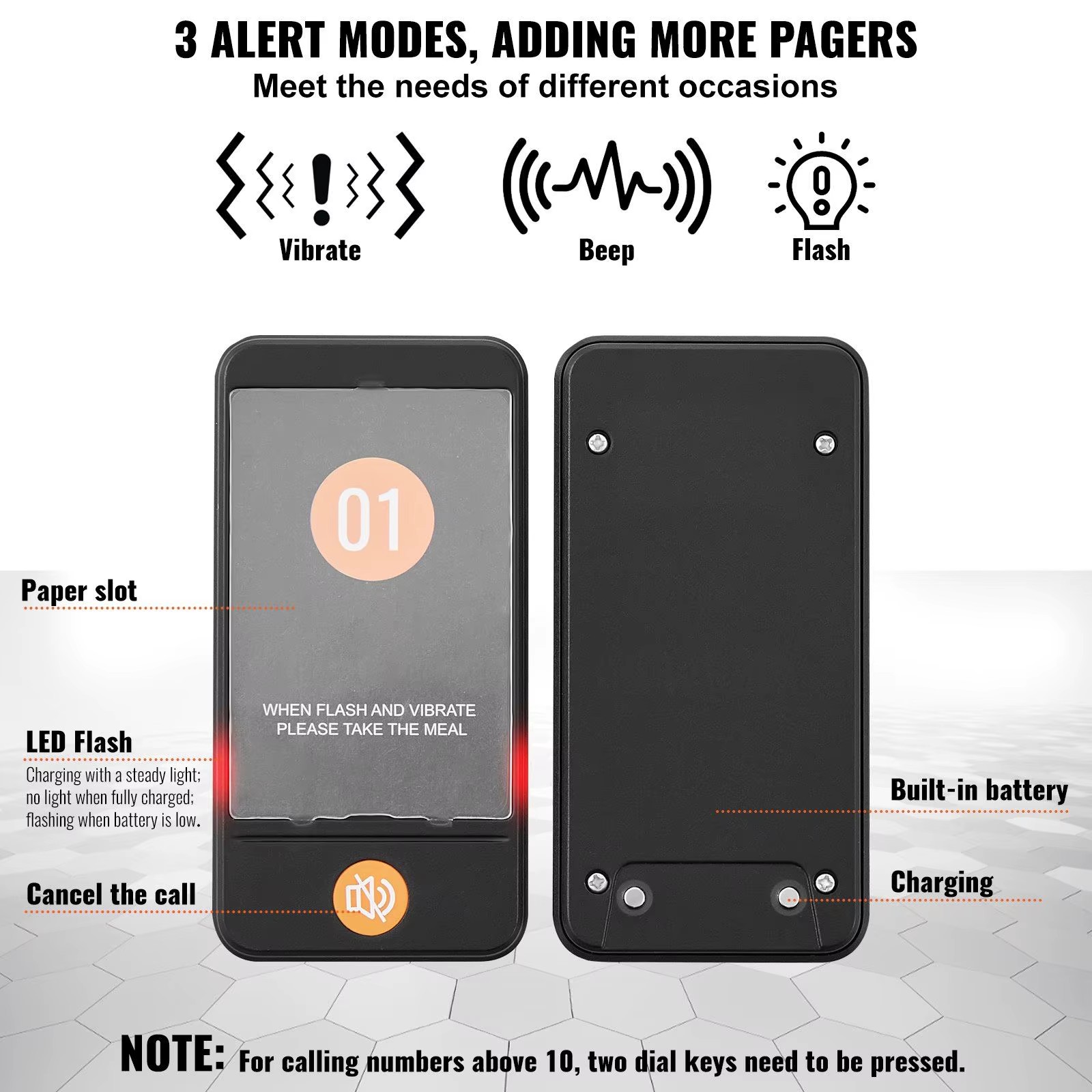 Wireless Restaurant Pager System Model D0100HADQ57 24 Beepers 400m Range Guest Calling Service