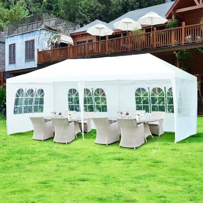 D0100HEWGCU Summer Outdoor Wedding Party Canopy Tent 10x20 Feet Quick-Opening Removable Walls Aluminum Alloy Frame Polyester