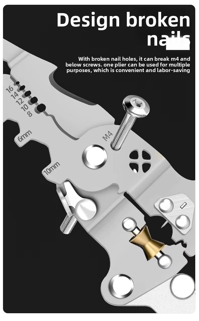 Folding Voltage Tester Screwdriver Wire Stripper Cable Divider Winding Tool Crimping Pliers High-Carbon Steel Folding