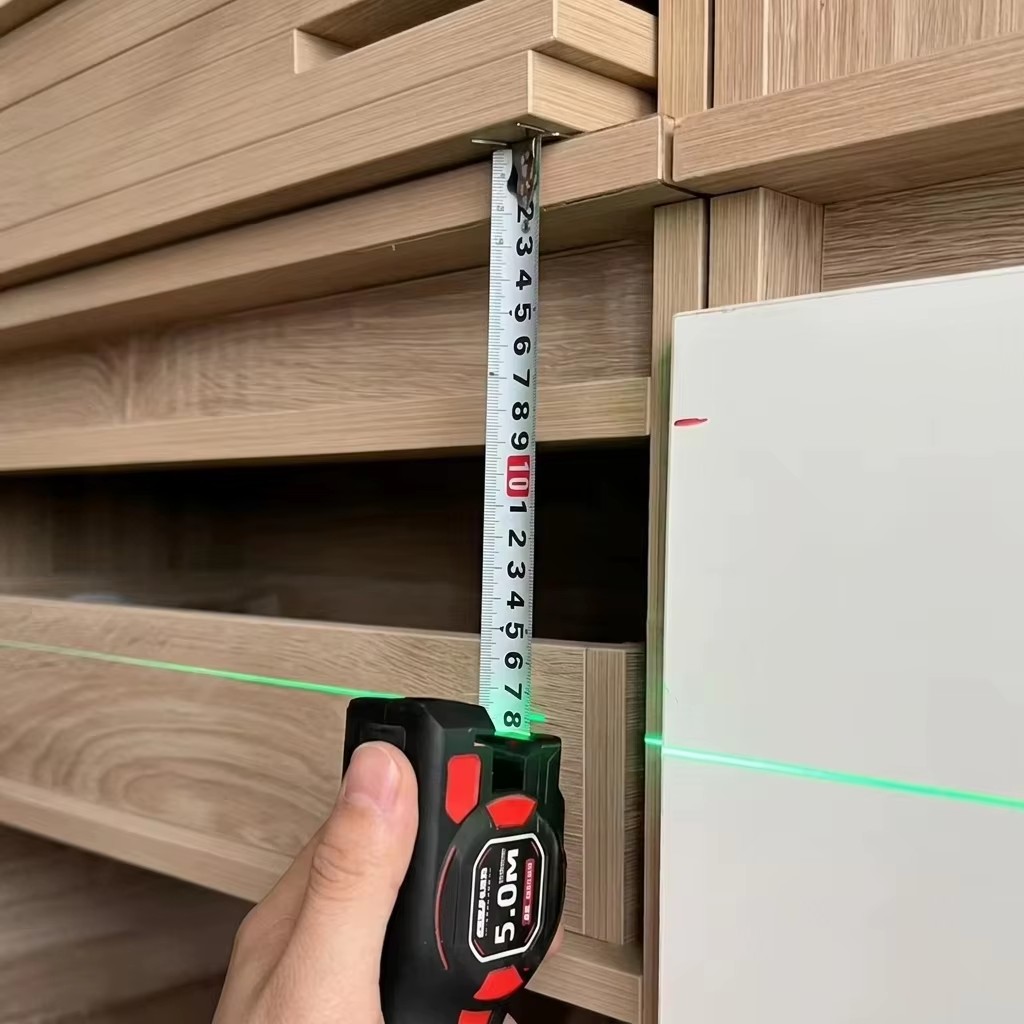 All-in-One Professional 5m Metric Self-Winding Measuring Tape with Auto Lock and Laser Distance Ranging Green Laser Tool