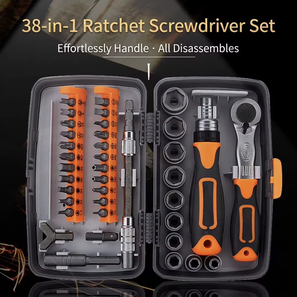 Mini Tools 38 In 1 Multi Functional Household Repair Screwdriver Set With Ratchet Cross Bits Kit