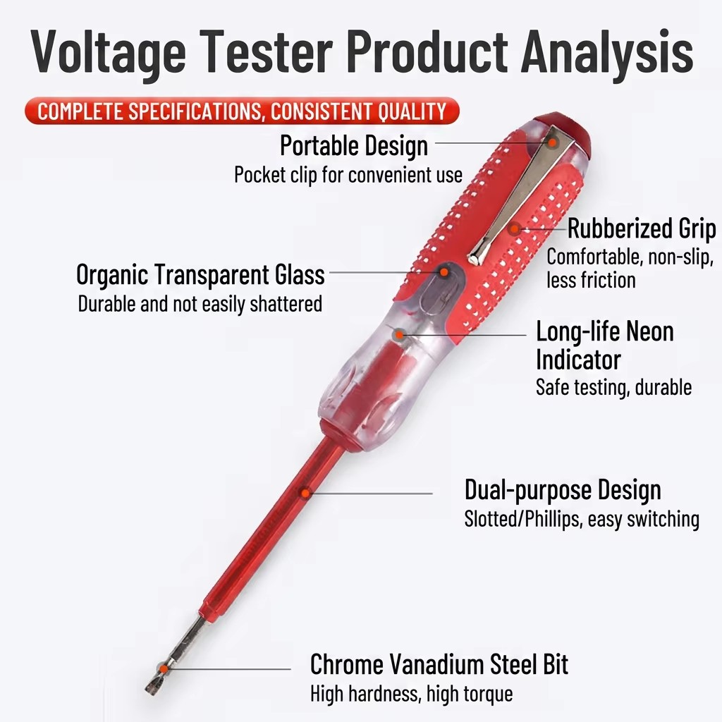 Ac Test Pencil Dual Head Screwdriver 100V 500V Led Voltage Detection Electrician Tool Plastic Handle