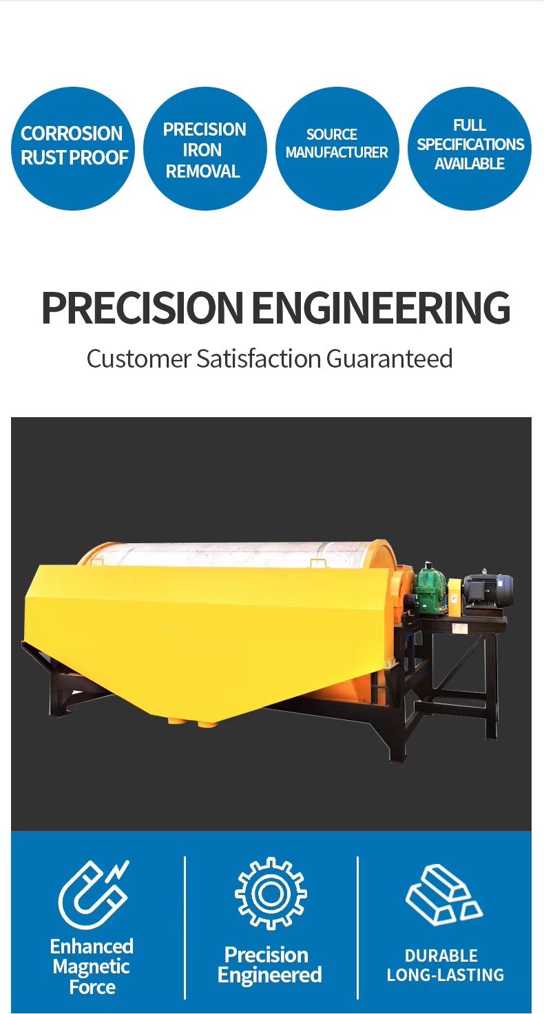 Wet Drum Permanent NdFeB Magnetic Separator for Industrial Mineral Processing Welding Removes Impurities Stable Performance
