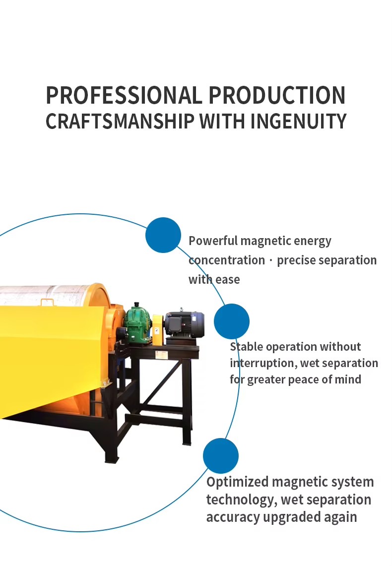 Wet Drum Permanent NdFeB Magnetic Separator for Industrial Mineral Processing Welding Removes Impurities Stable Performance