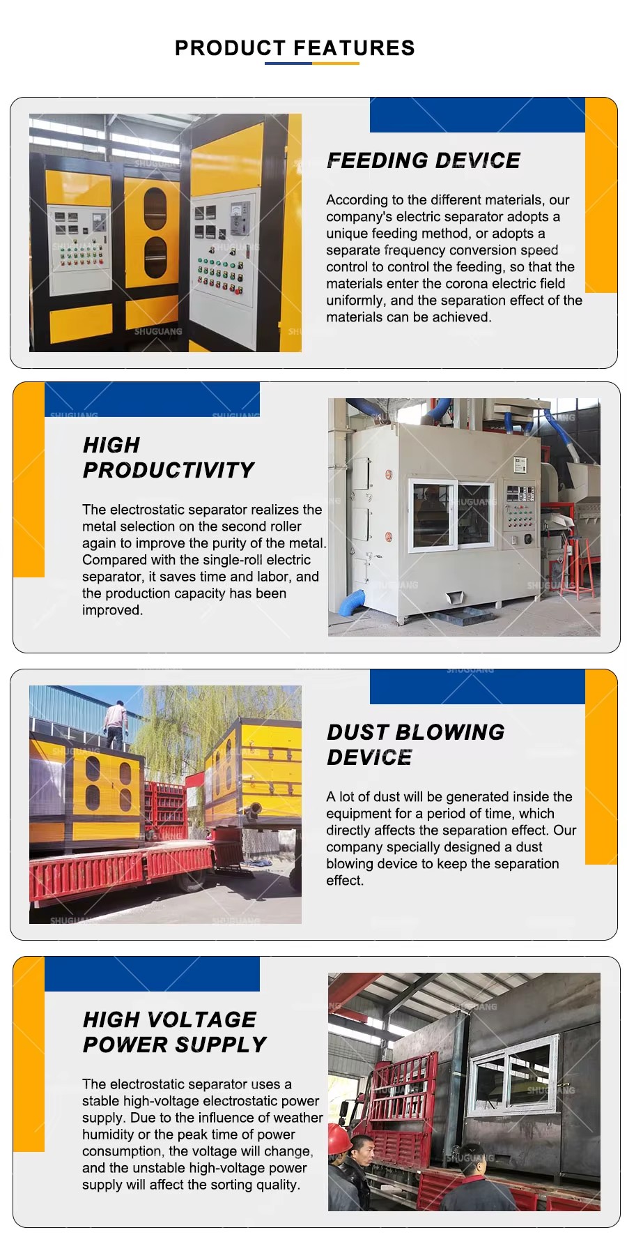 Fully-Automated High Tension Two Roller Electrostatic Separator for Zircon Ore Rutile Sand Heavy Minerals Mining Separation