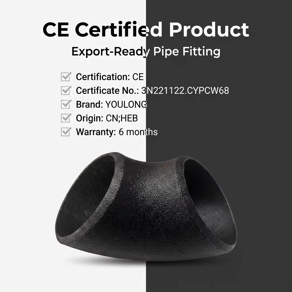 High Pressure 3 Inch Carbon Steel Butt Weld 45 Degree Elbow Fire Protection Pipe Fitting Painted Surface