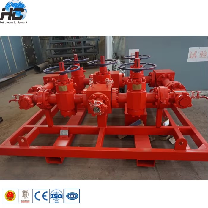Oilfield H2S Service 5 Valves Choke Manifold / API Hydraulic Choke Manifold