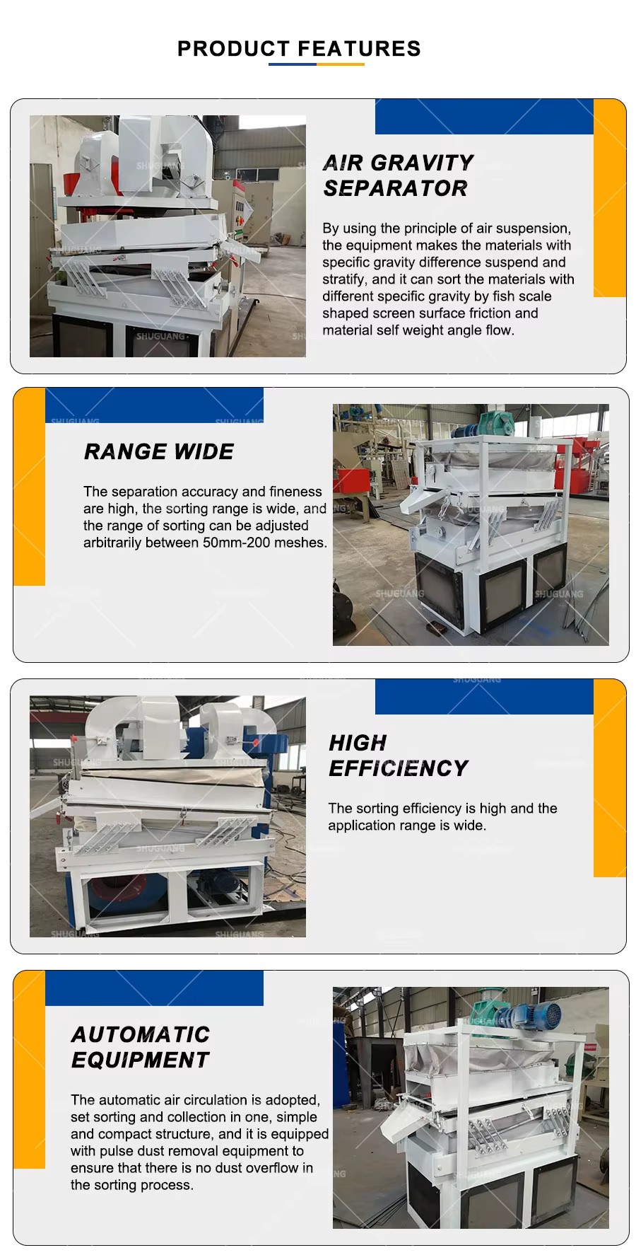 High Separation Rate Gold Gravity Separator Machine/copper Wire/aluminum Plastic Separator Separate Airflow