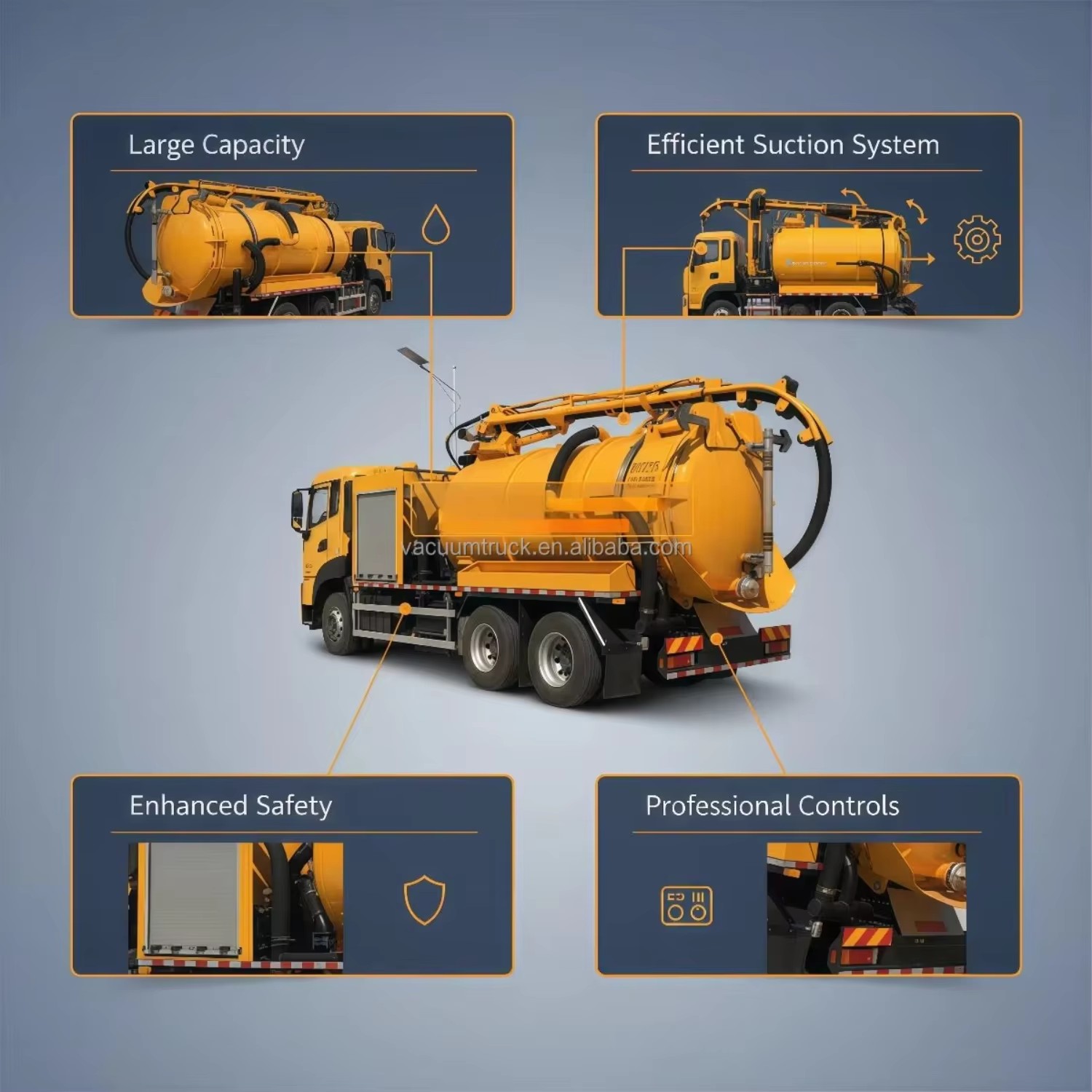Sewage Suction Truck VT2500 10m3 Honey Sucker Camion De Vidange Vacuum Waste Water Tanker Fecal Pumper Unit 25m Depth