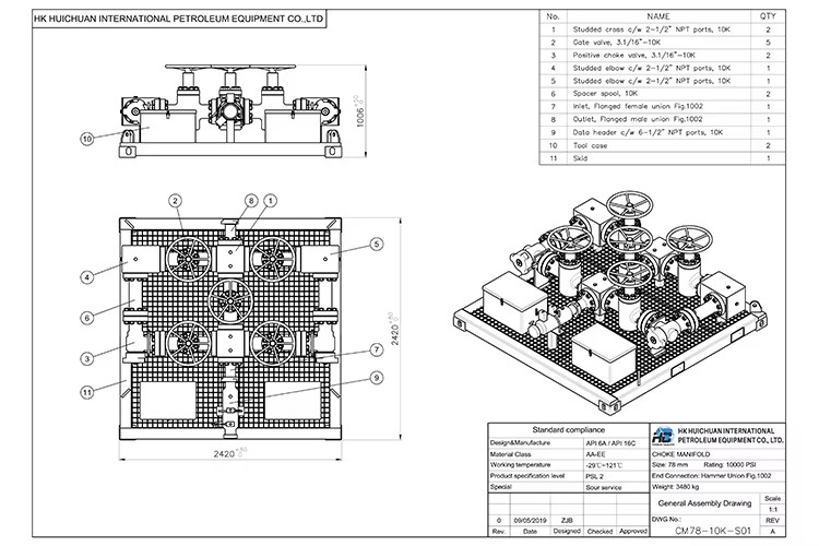 Well Control System Oil and Gas Manifold / Choke Manifold Diagram for Wellhead Assembly