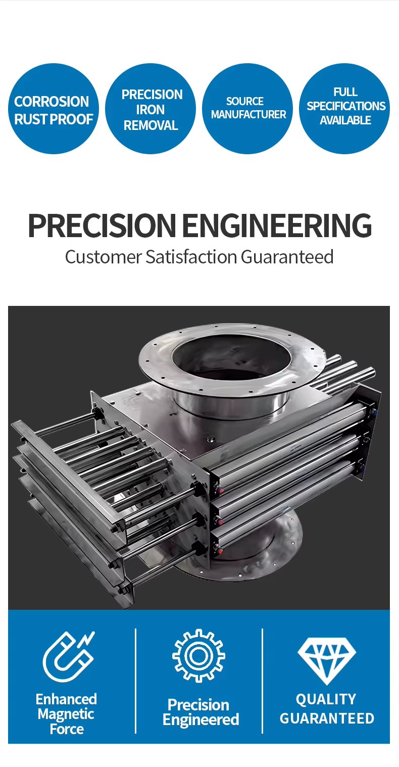 Pneumatic Self Cleaning Magnetic Separator Customizable for Food Powder Battery Mineral Iron Removal