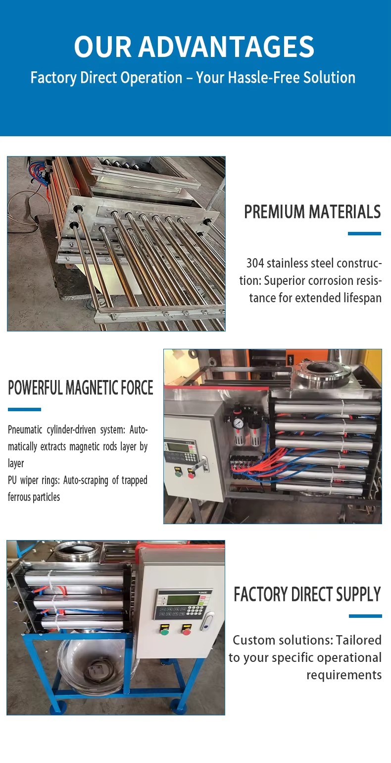 Pneumatic Self Cleaning Magnetic Separator Customizable for Food Powder Battery Mineral Iron Removal