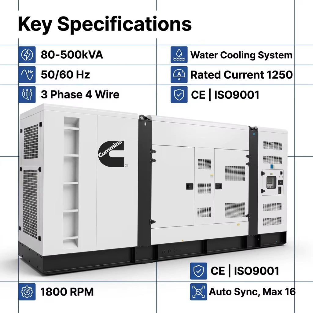 Cummins Silent Diesel Generator 80-500kVA | Industrial Standby Power | CE ISO