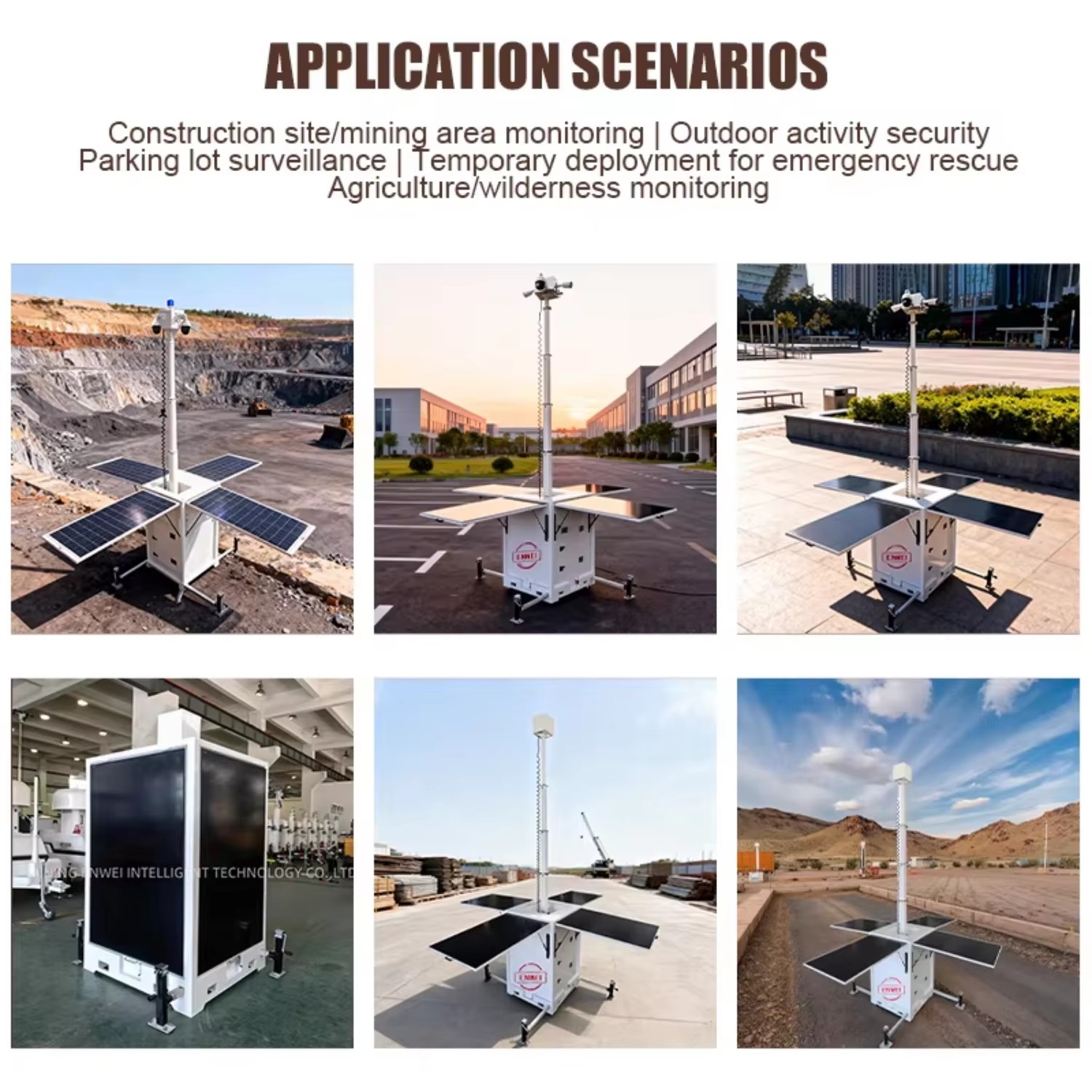 Solar Trailer for Engineering Security Waterproof Dustproof for Oil Fields Mines