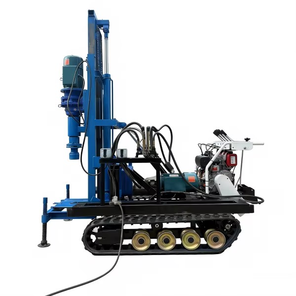 Electric Hydraulic Crawler Water Well Drilling Rig 6HP Walking Power 3KW Rotary Motor 80m Depth for Mountain Muddy Slope Terrain