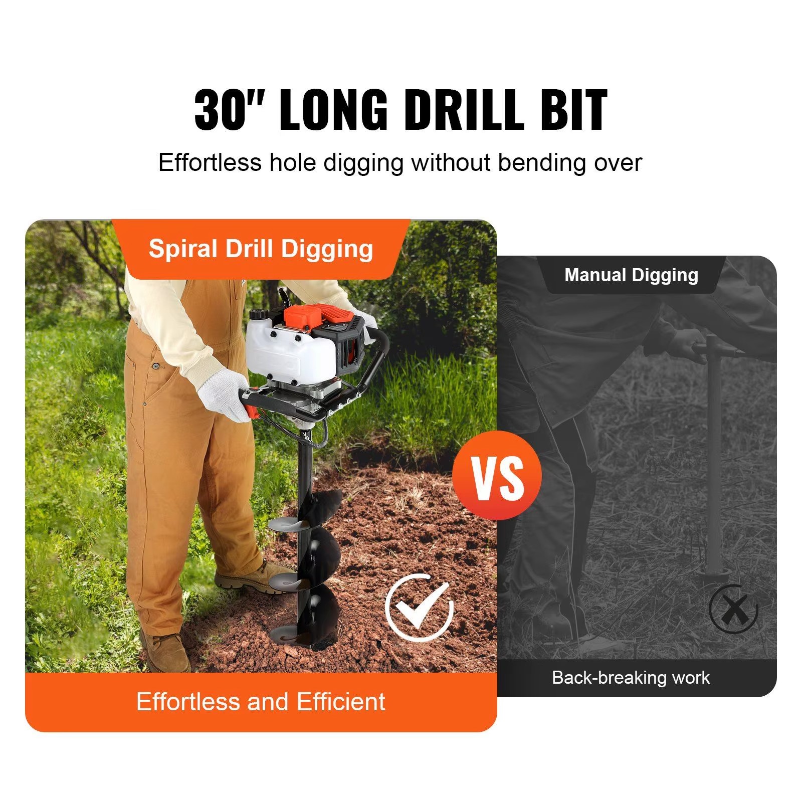 Gas Powered Earth Digger 8 Alloy Steel Auger Drill Bit 30 Long Post Hole Garden Tool Farmland Planting D0100HPFIGA