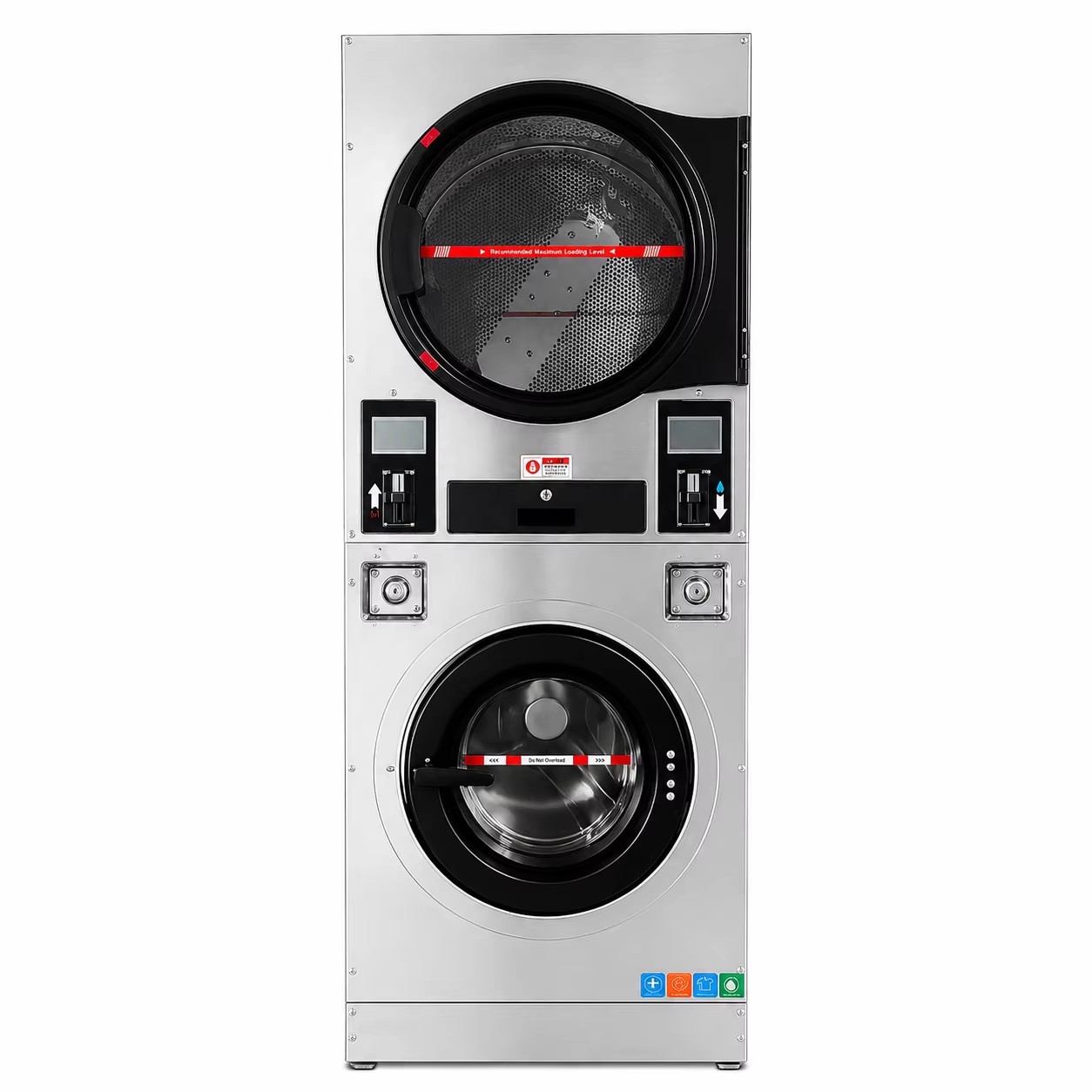Electric Stack Washer Dryer Combo Bottom Washing Upper Tumble Dryer Stainless Steel Three Phase Energy Saving Equipment for