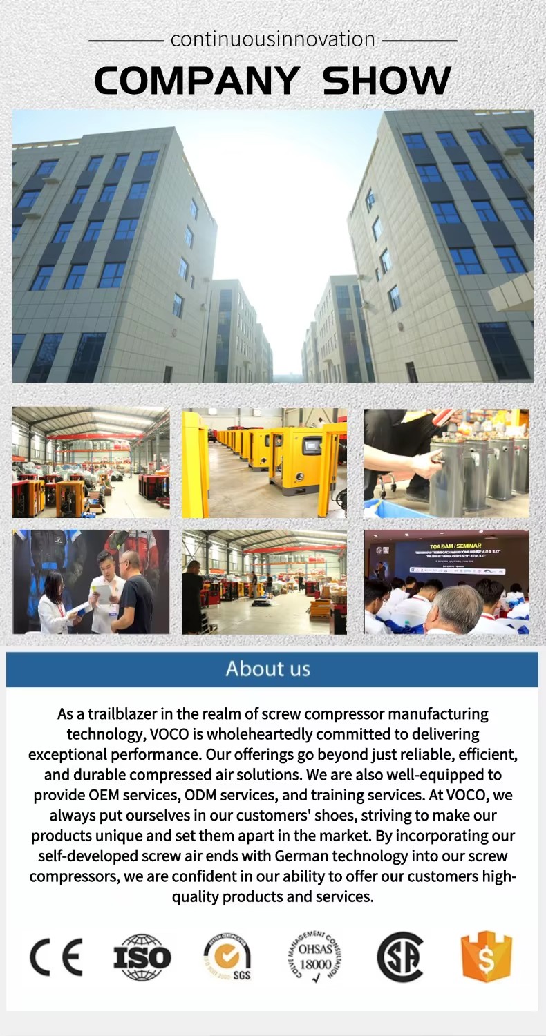 High Efficiency 7.5-75kw Industrial Screw Air Compressor Energy Saving 7-10bar with 380v Engine Motor Core Components Included
