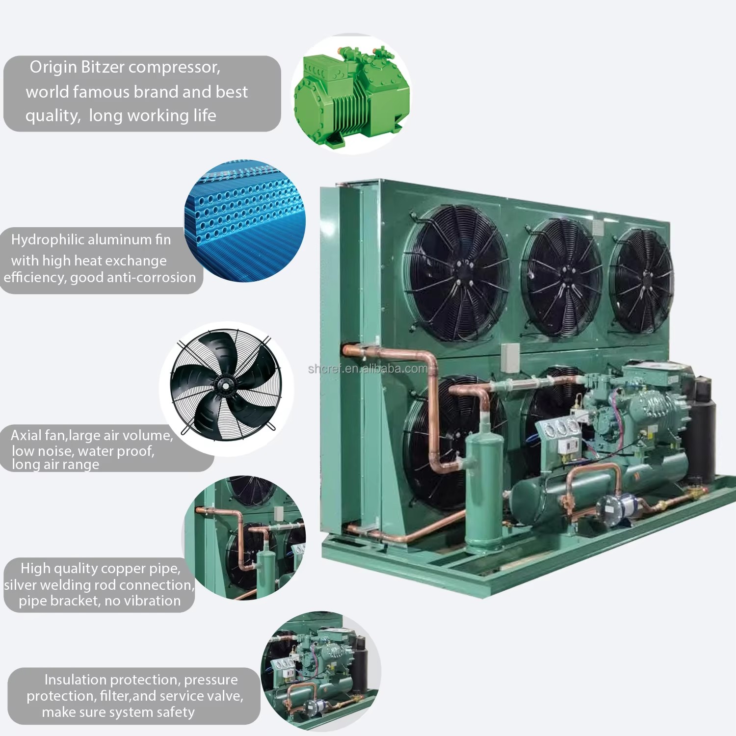 Cold Room Storage Walk in Freezer Equipment 5HP 4DES-5.2Y Condensing Unit Energy Saving Remote Control