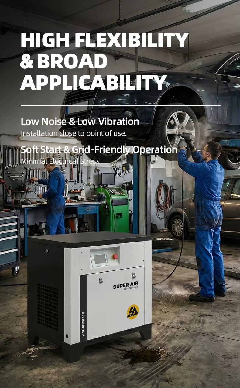 Energy Saving Screw Compressor 7.5KW/10HP 220V Portable with Dryer for Commercial Spray Painting Services