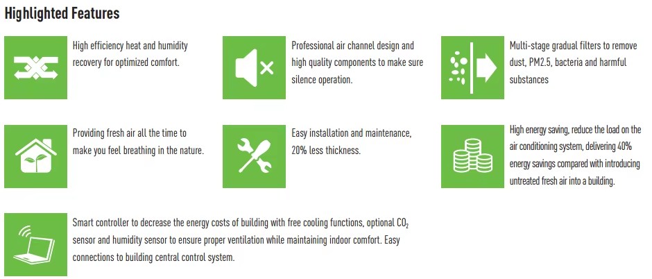 Energy Saving 250 M3/h air Conditioning Heat Recovery Ventilation System