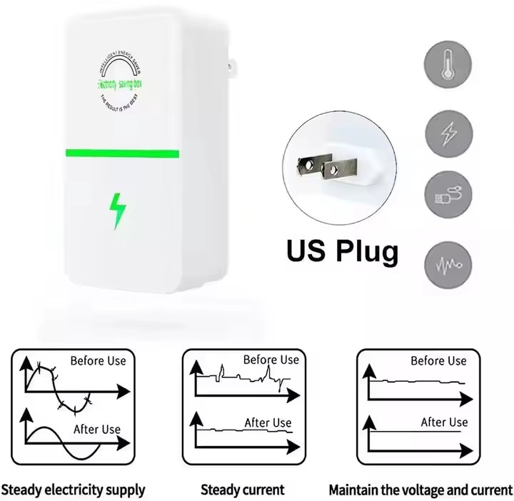 Portable Mini Home Office Electric Power Saver Energy Device Equipment Electricity Saving Box Household Energy Saver White
