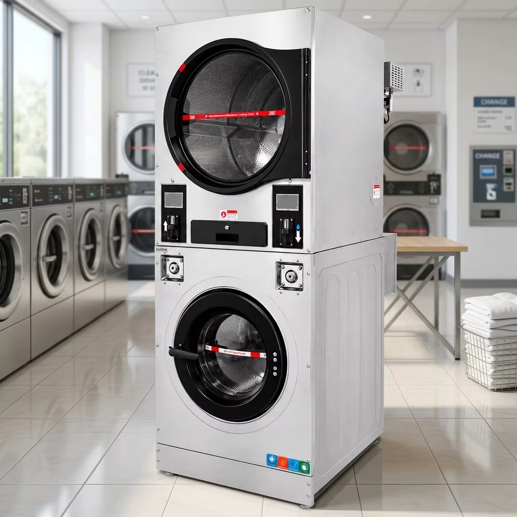 Energy Saving Coin Operated Laundry Equipment Washer Dryer Combo for Business