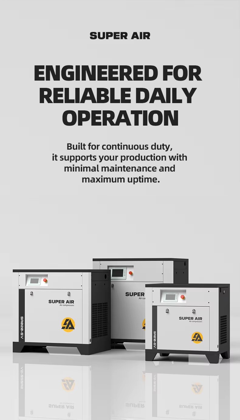 PMVF Energy Saving Screw Air Compressor 7.5KW/10HP 220V Portable with Dryer for Automotive and Light Industrial Use