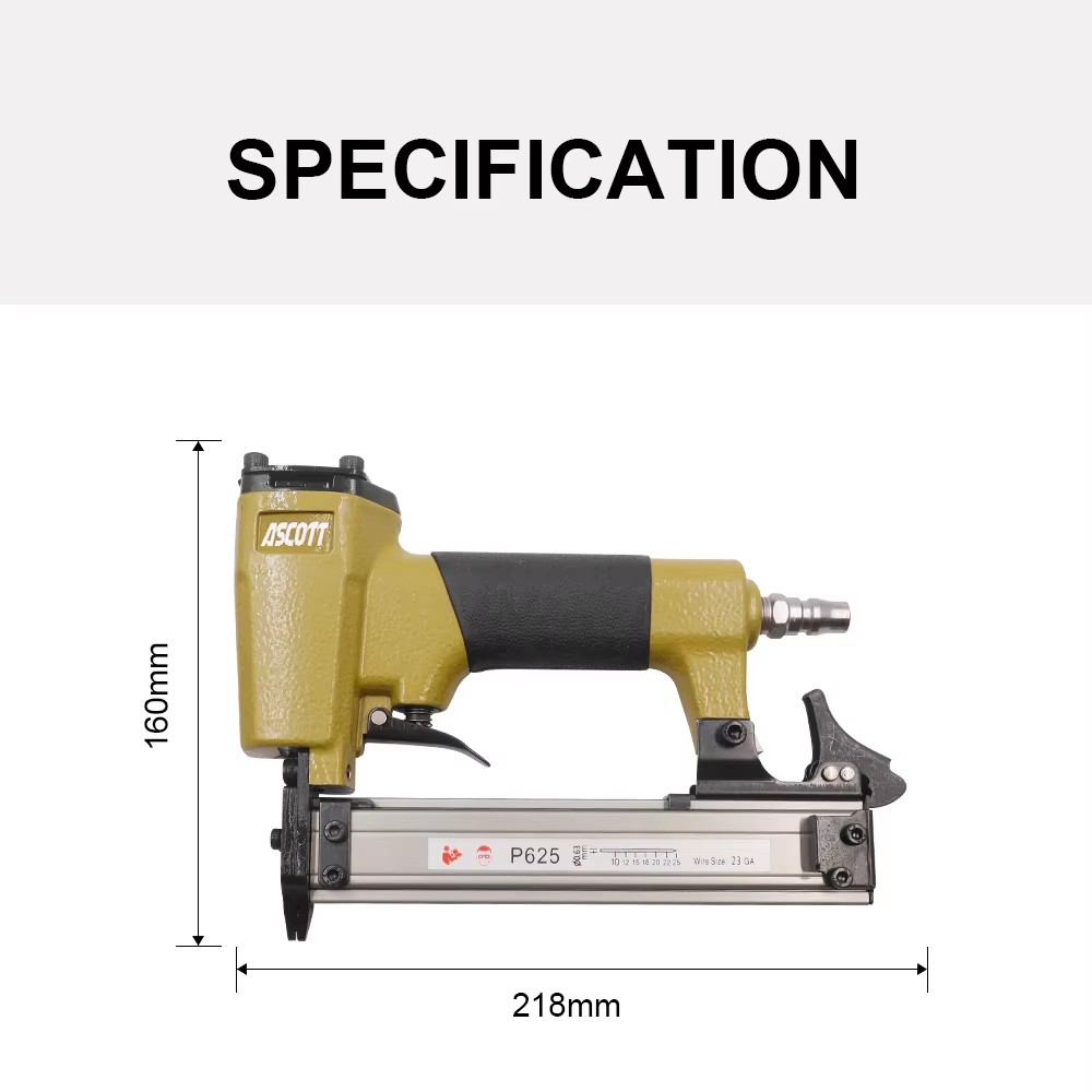 P625 Industrial Grade Compact 23 Gauge Pneumatic Pin Nail Gun with 100pcs Capacity for Picture Framing & Fine Woodworking
