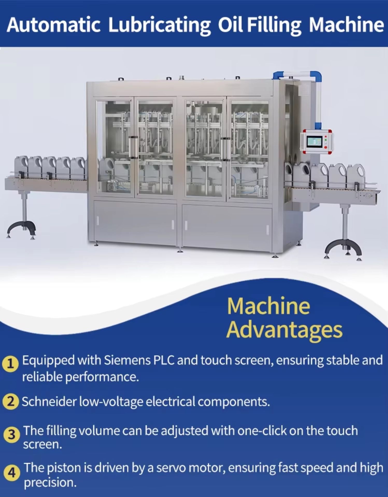 Automatic Lubricating Oil Filling Machine Servo Motor Pump Oil Filling Machine High Precision for Engine Oil Lube Oil