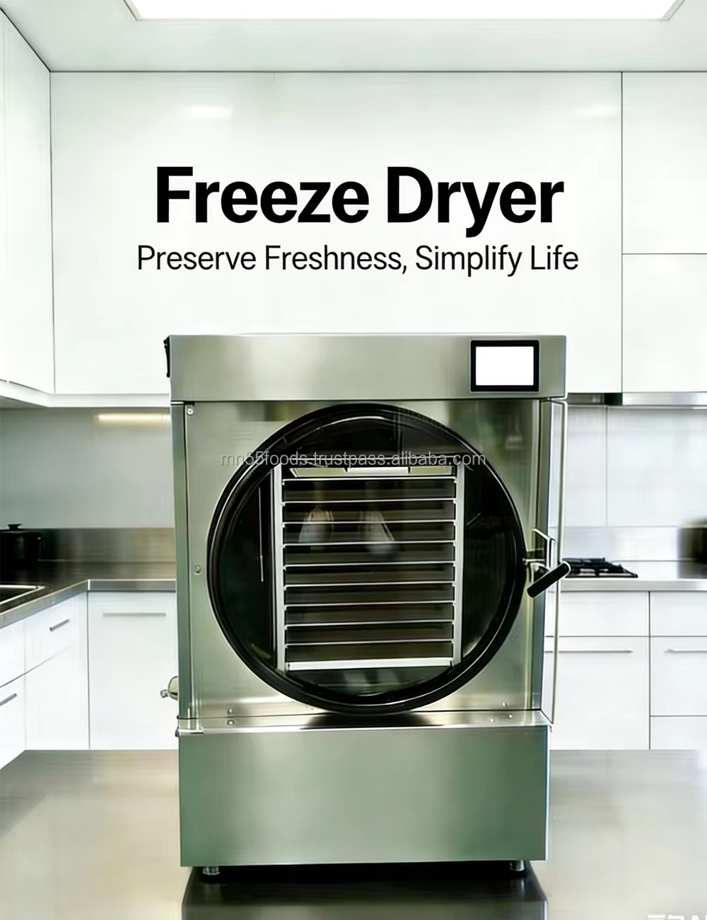 Household Freeze Dryer Machine 6kg 10kg 15kg 25kg 30kg Automatic PLC Pump SUS304 for Food Processing