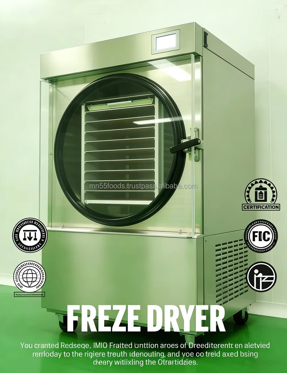 Household Freeze Dryer Machine 6kg 10kg 15kg 25kg 30kg Automatic PLC Pump SUS304 for Food Processing
