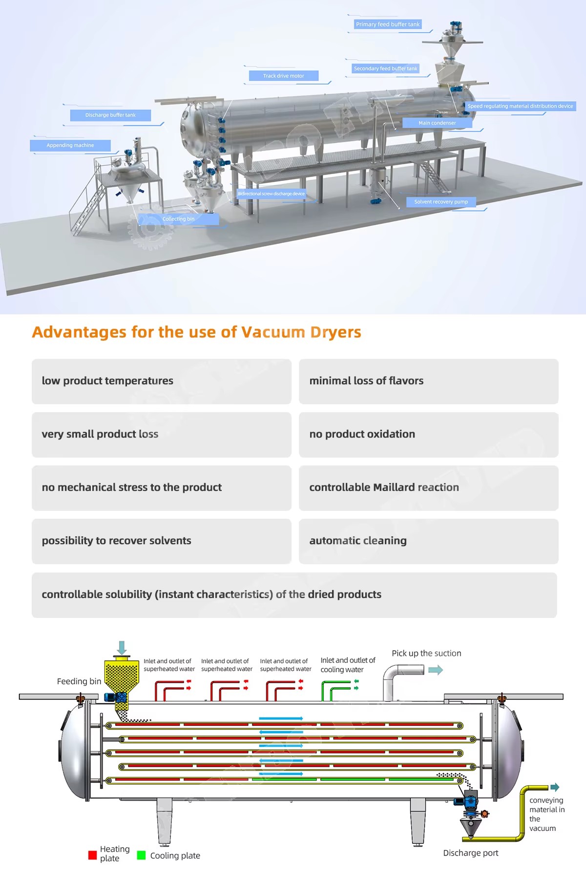 Continuous Vacuum Belt Dryer Low Temp Heat Sensitive Material Drying Machine PLC Auto Control for Food Natural Ingredient Solid