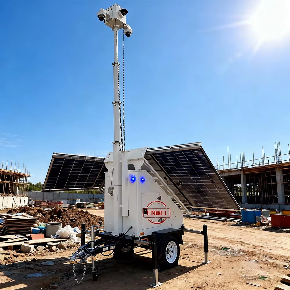 All Weather Solar Security CCTV Trailer Waterproof Durable for Desert Mining Farm Solar