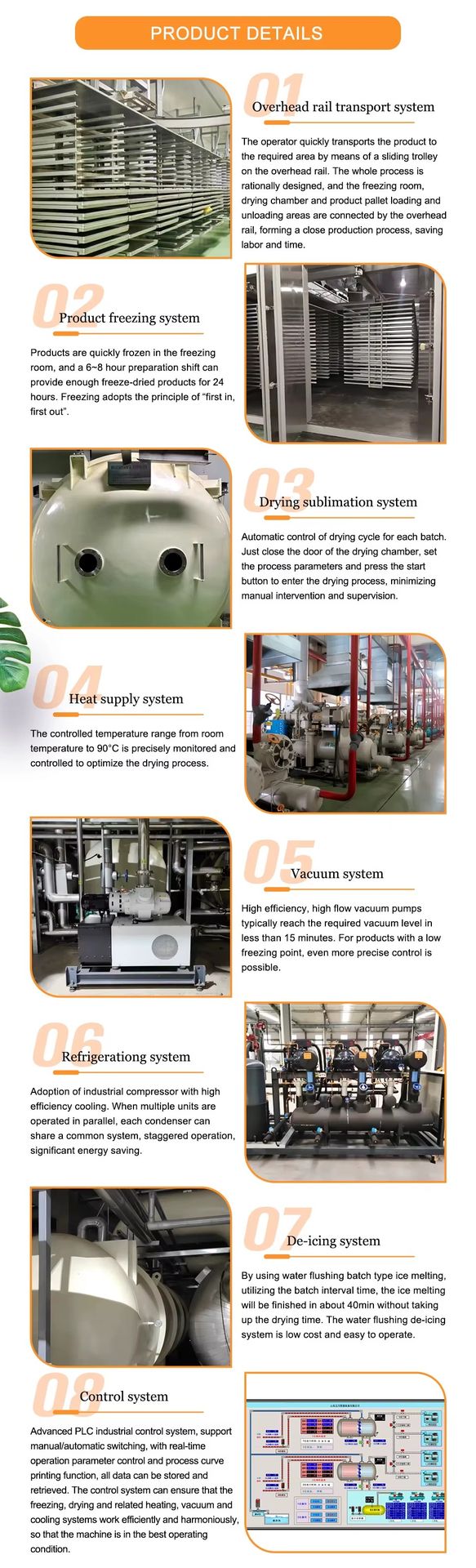 FD3500L Industrial Freeze-Drying Machine 3000kg Capacity PLC Control Automatic Energy Saving for Food Processing