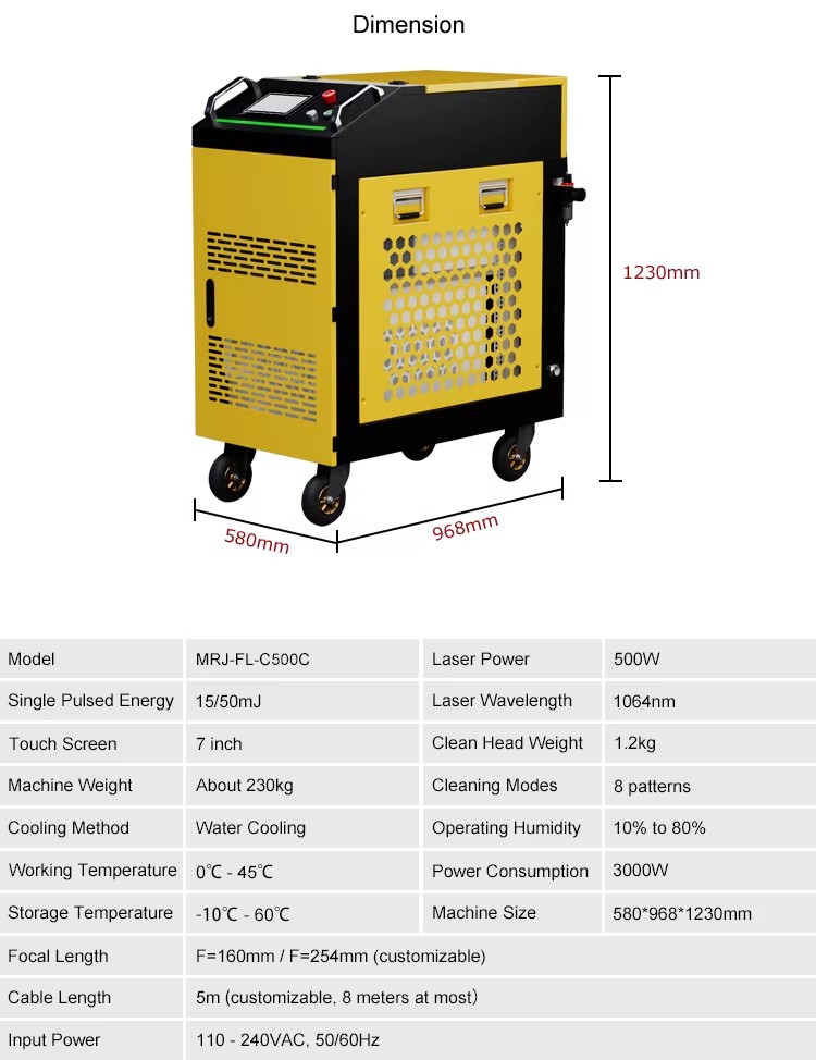 500W Pulse Laser Cleaning Machine High Power Laser Cleaning for Rust Removal