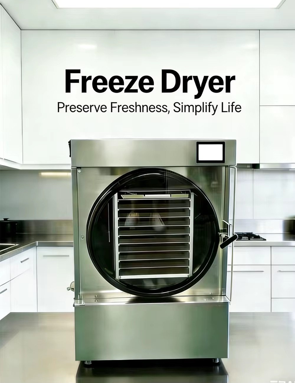 Stainless Steel Electric Heating 220V 1000W High Productivity Energy Saving Home Vacuum Freeze Dryer Drying Food Processing