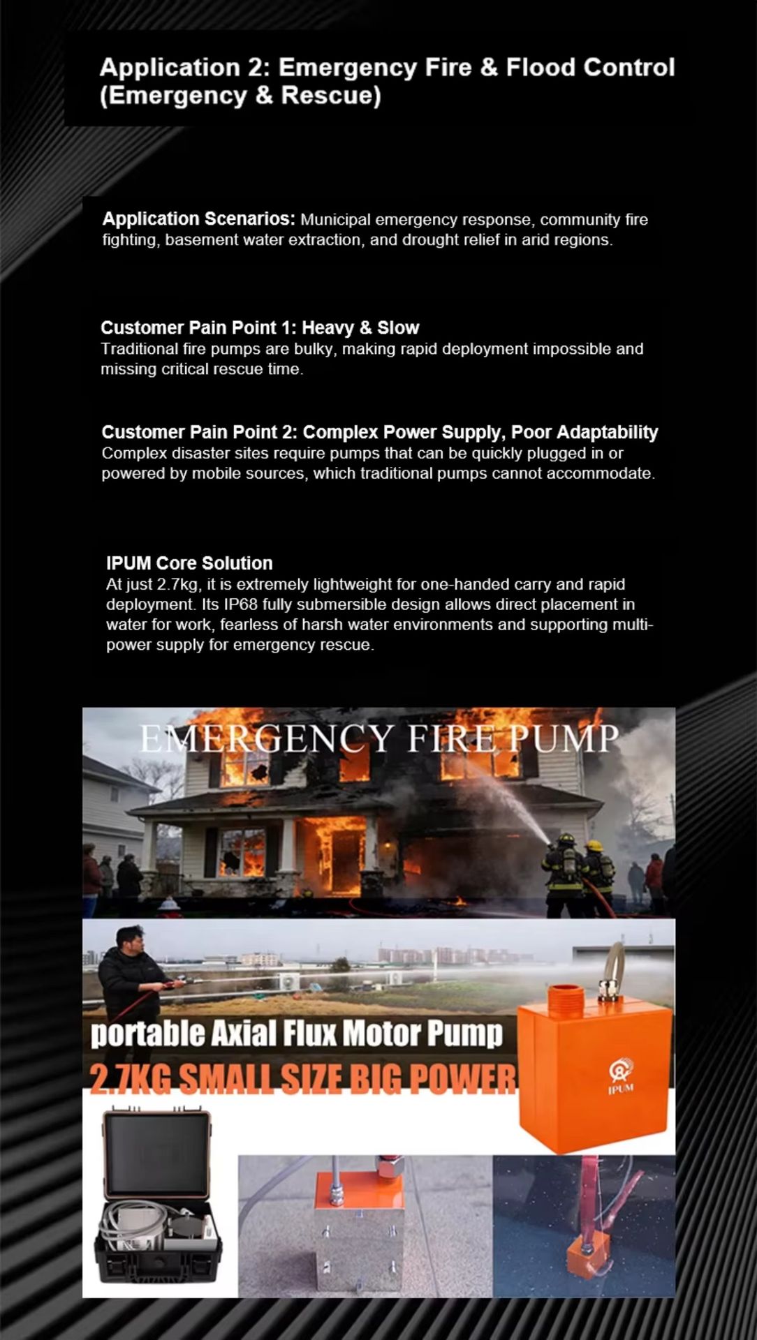 IPUM Portable Smart Axial Flux Motor Pump Wireless Remote Control 60M High Head Pressure Boosting Submersible Pump