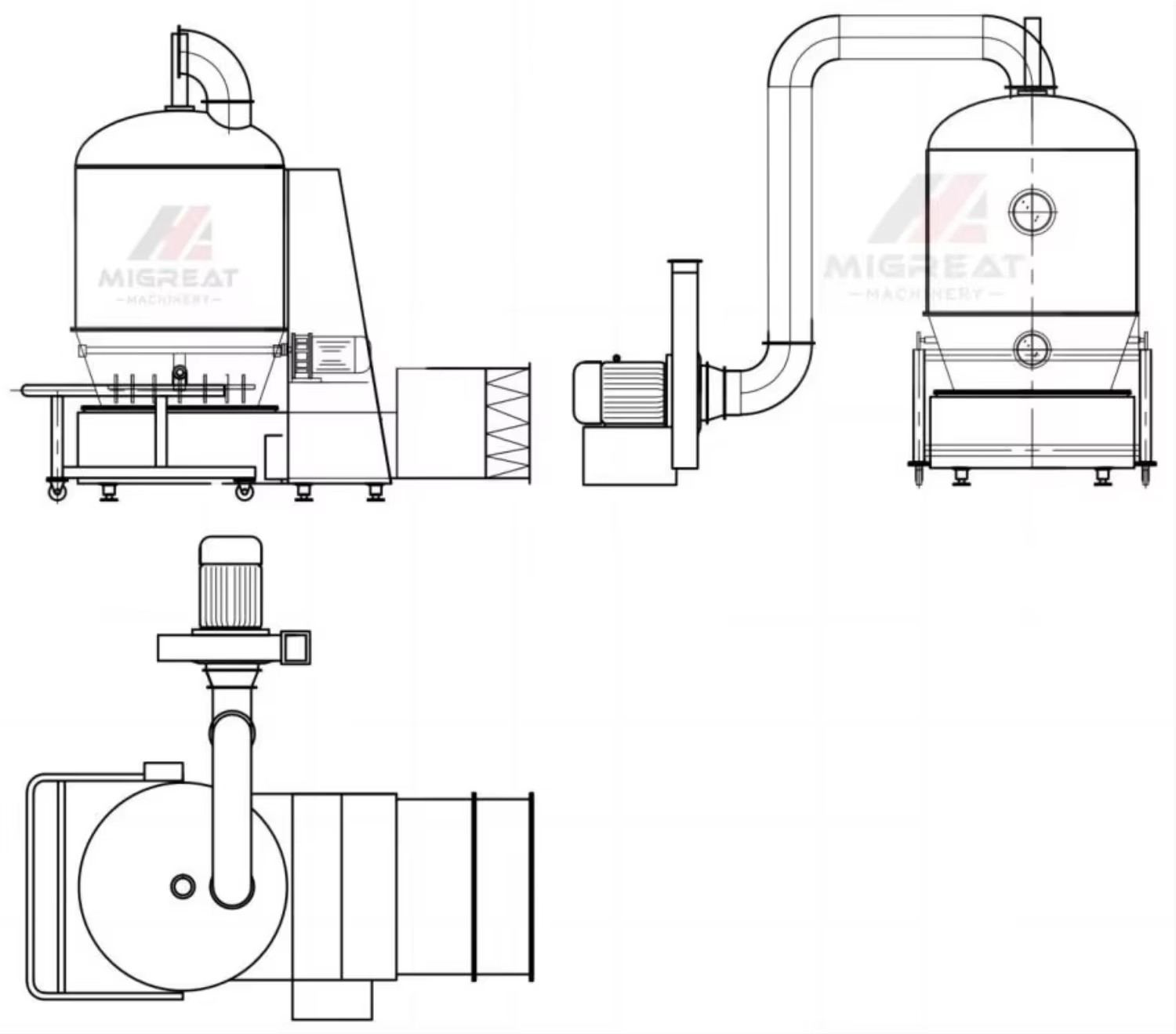 Multi Functional Stainless Steel Fluid Bed Drying Equipment Gearbox for Food Processing Energy Saving Flavoring Agent Enzyme
